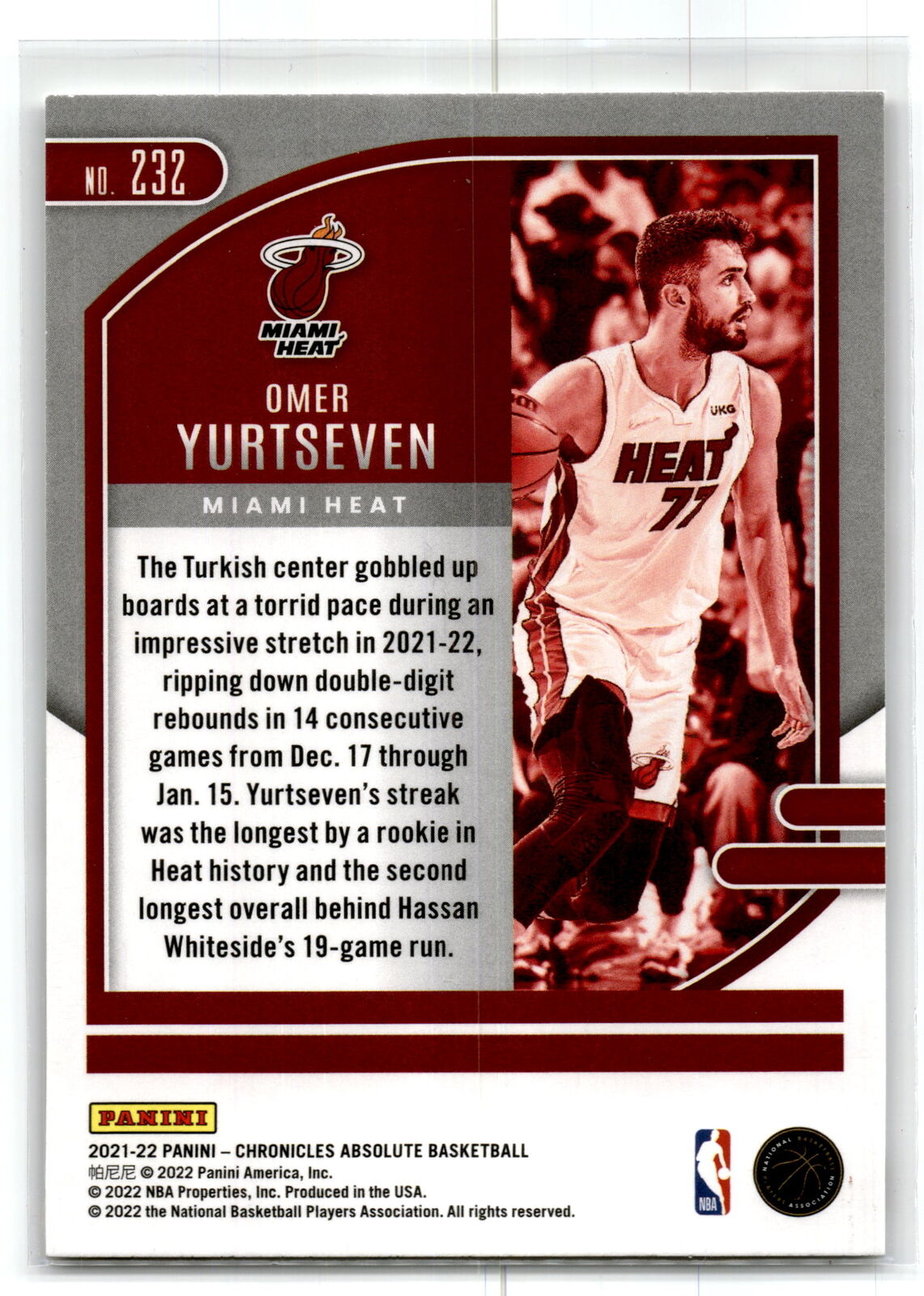 2021 Panini Chronicles #232 Omer Yurtseven NM