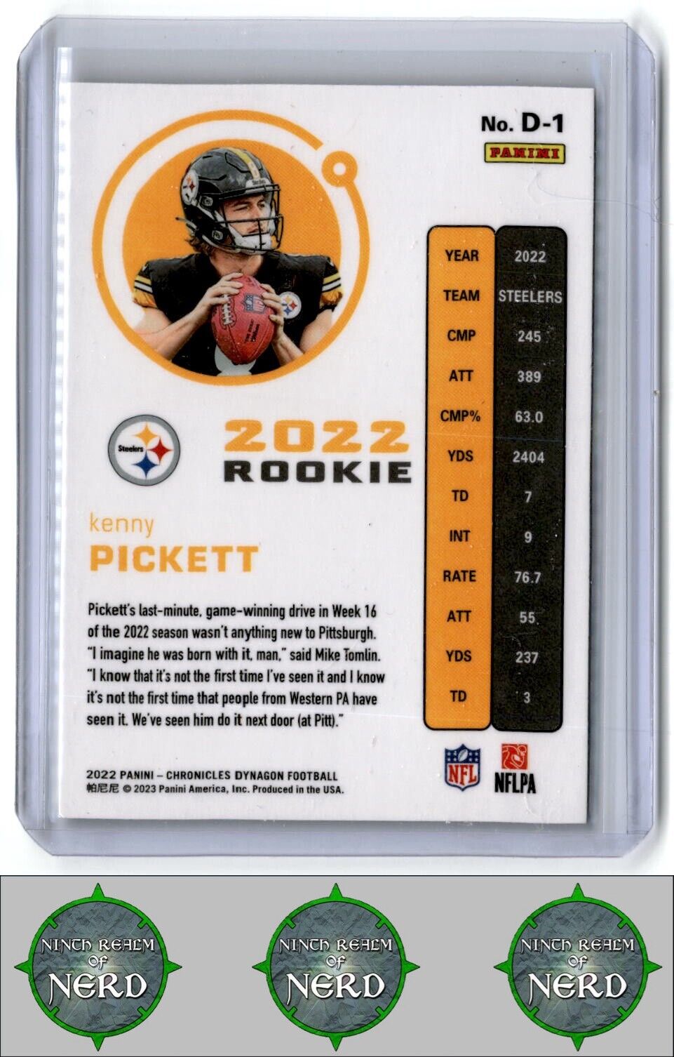 2022 Panini Chronicles #D-1 Kenny Pickett Dynagon Rookies