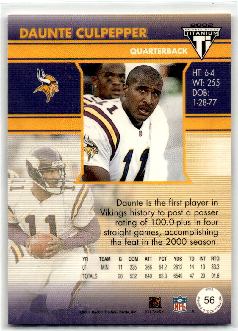 2002 Pacific Private Stock Titanium #56 Daunte Culpepper Retail NM