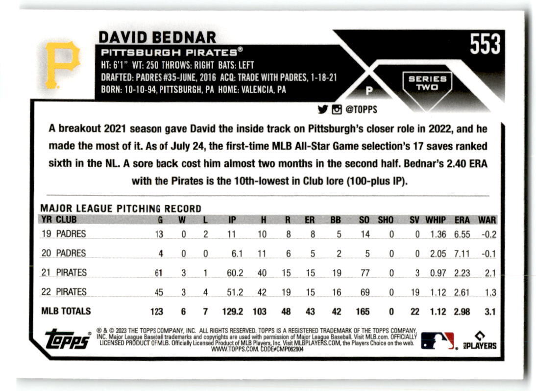 2023 Topps #553 David Bednar NM