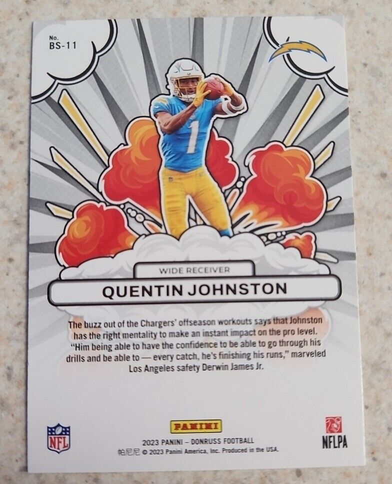 Quentin Johnston 2023 Donruss Rookie BOMB SQUAD! RC Los Angeles Chargers N6