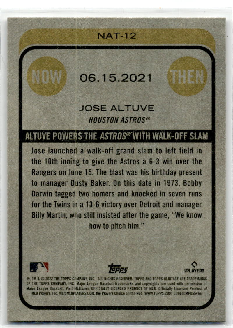 2022 Topps Heritage #NAT-12 Jose Altuve Now and Then NM