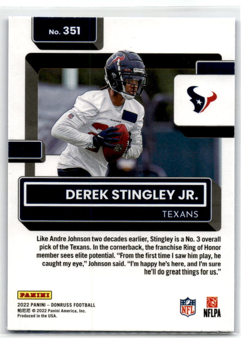 2022 Donruss #351 Derek Stingley Jr. Blue Press Proof NM