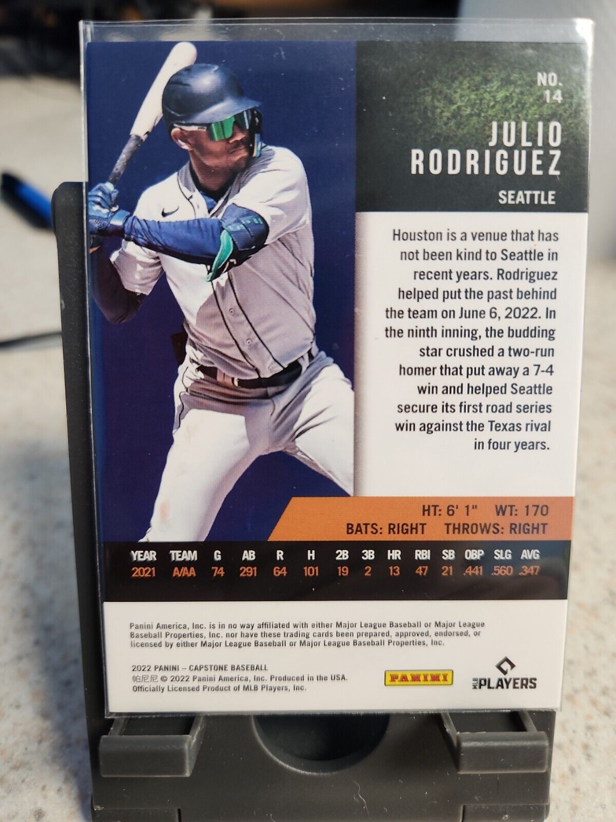 2022 Panini Capstone Baseball Julio Rodriguez RC Rookie Card #14 Mariners