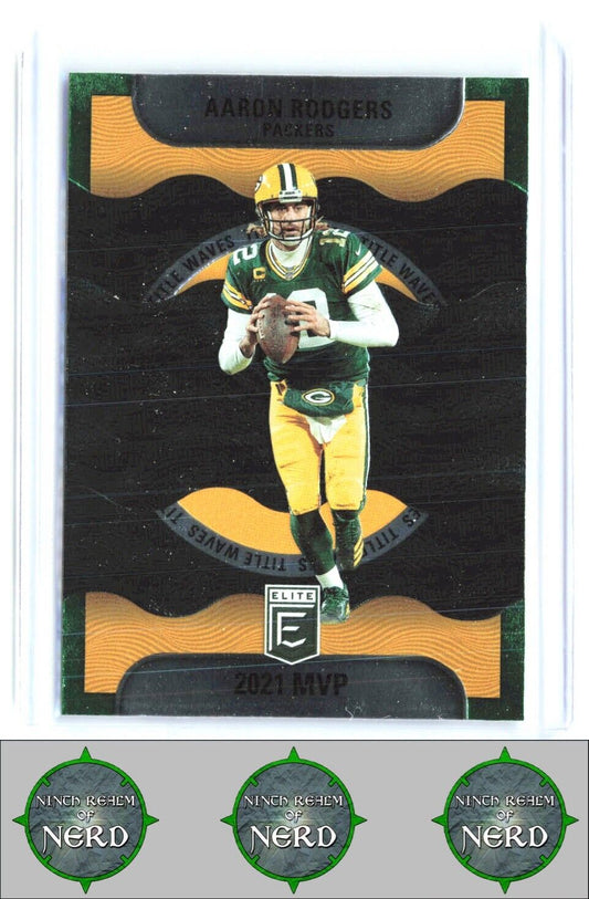 2022 Donruss Elite #TW1 Aaron Rodgers Title Waves Green