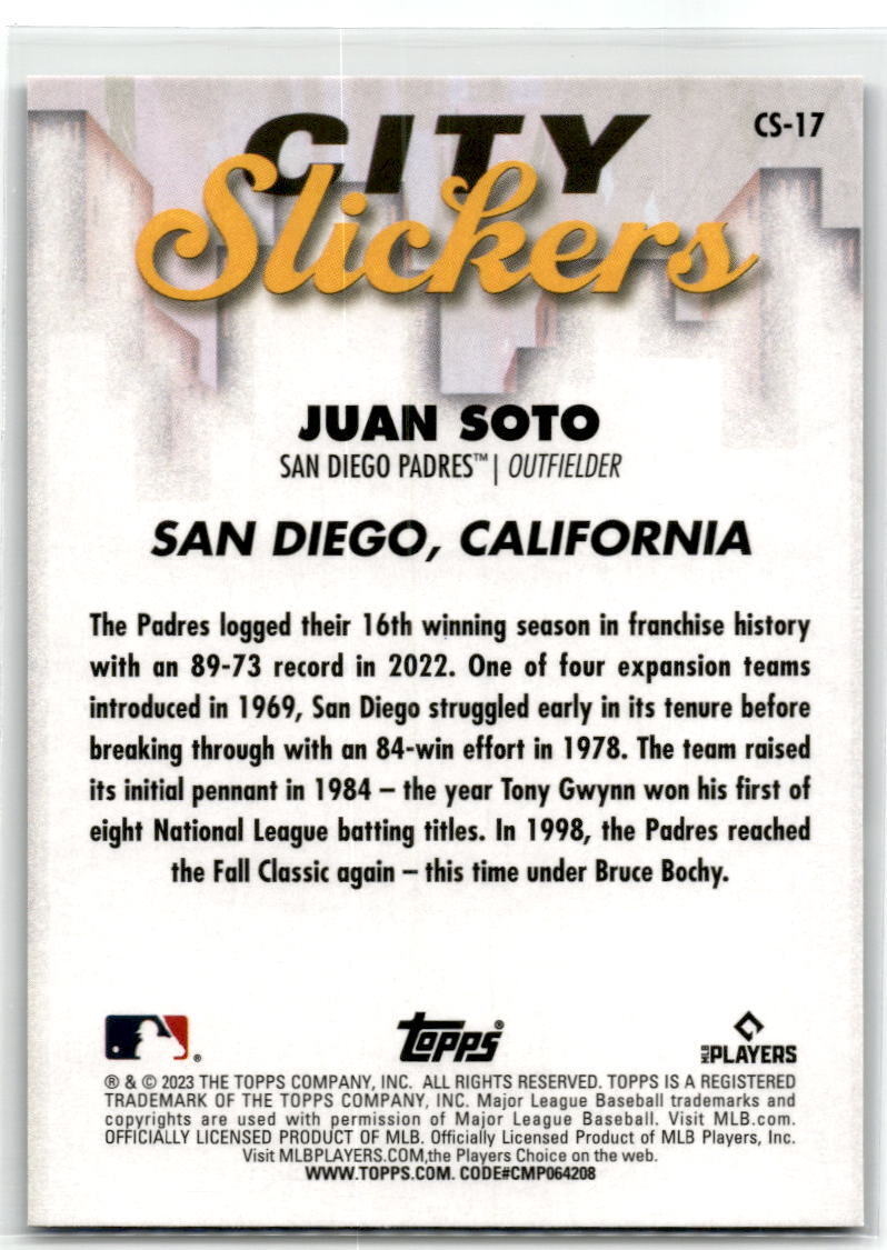 2023 Topps Big League #CS-17 Juan Soto City Slickers NM