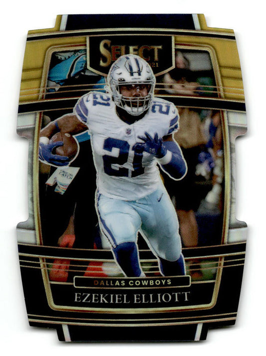 2021 Panini Select #11 Ezekiel Elliott Green and Yellow Prizm Die Cut NM