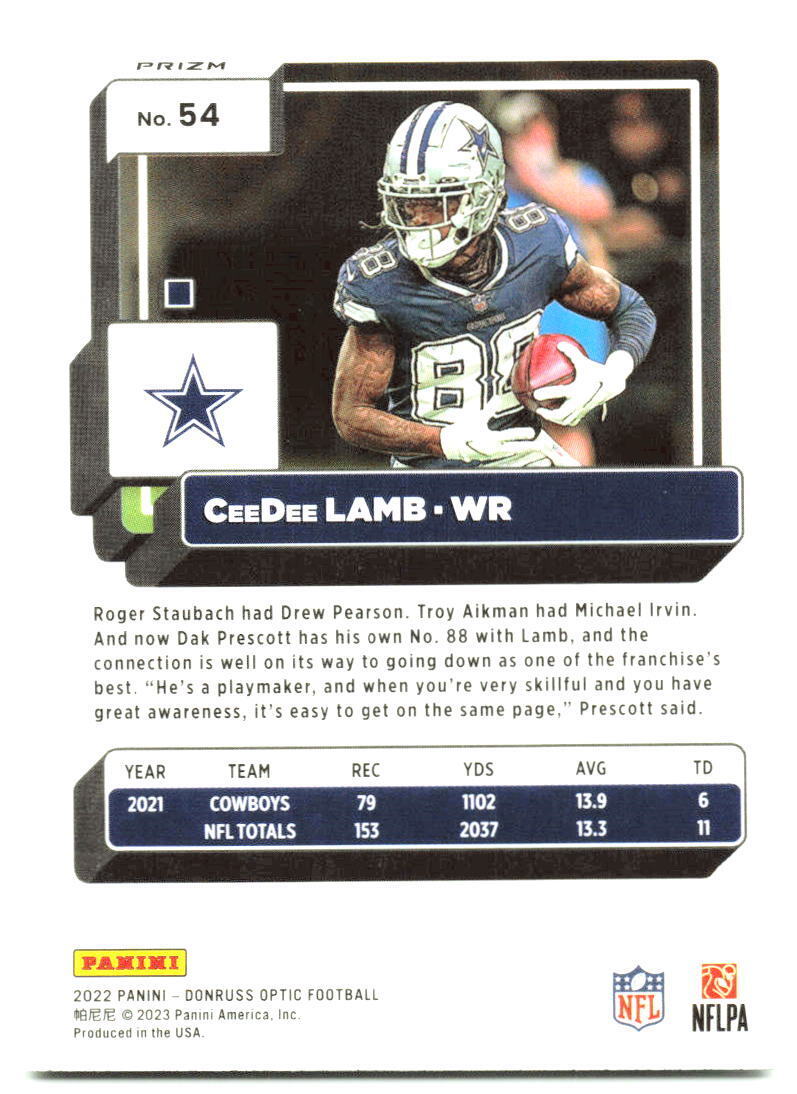 2022 Donruss Optic #54 CeeDee Lamb Holo NM