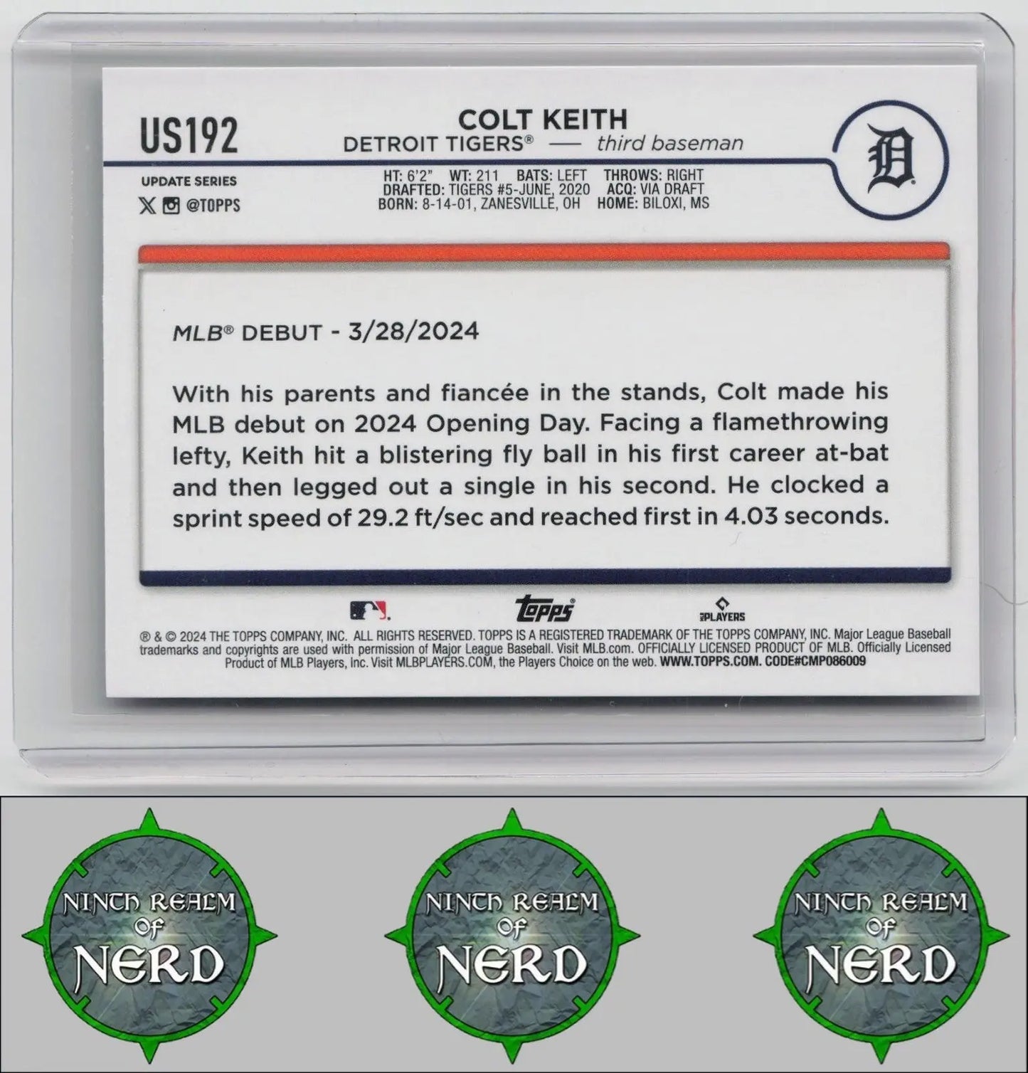 Colt Keith 2024 Topps Update #US192 Detroit Tigers