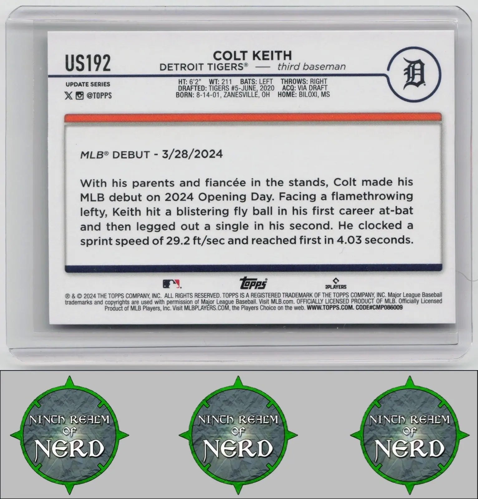 Colt Keith 2024 Topps Update #US192 Detroit Tigers