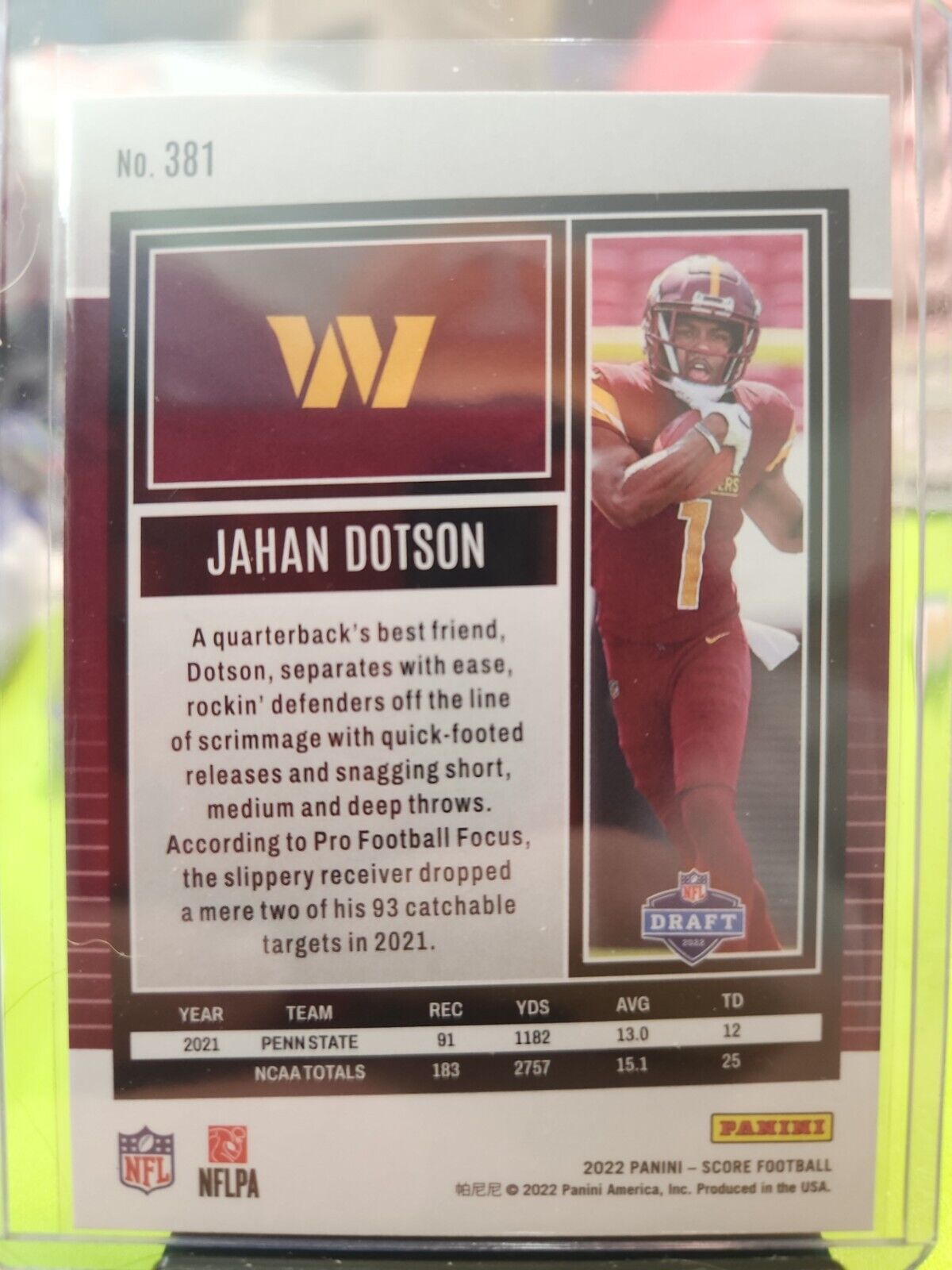 🔥JAHAN DOTSON ROOKIE LOT OF (2) 2022 COMMANDERS🏈⭐️