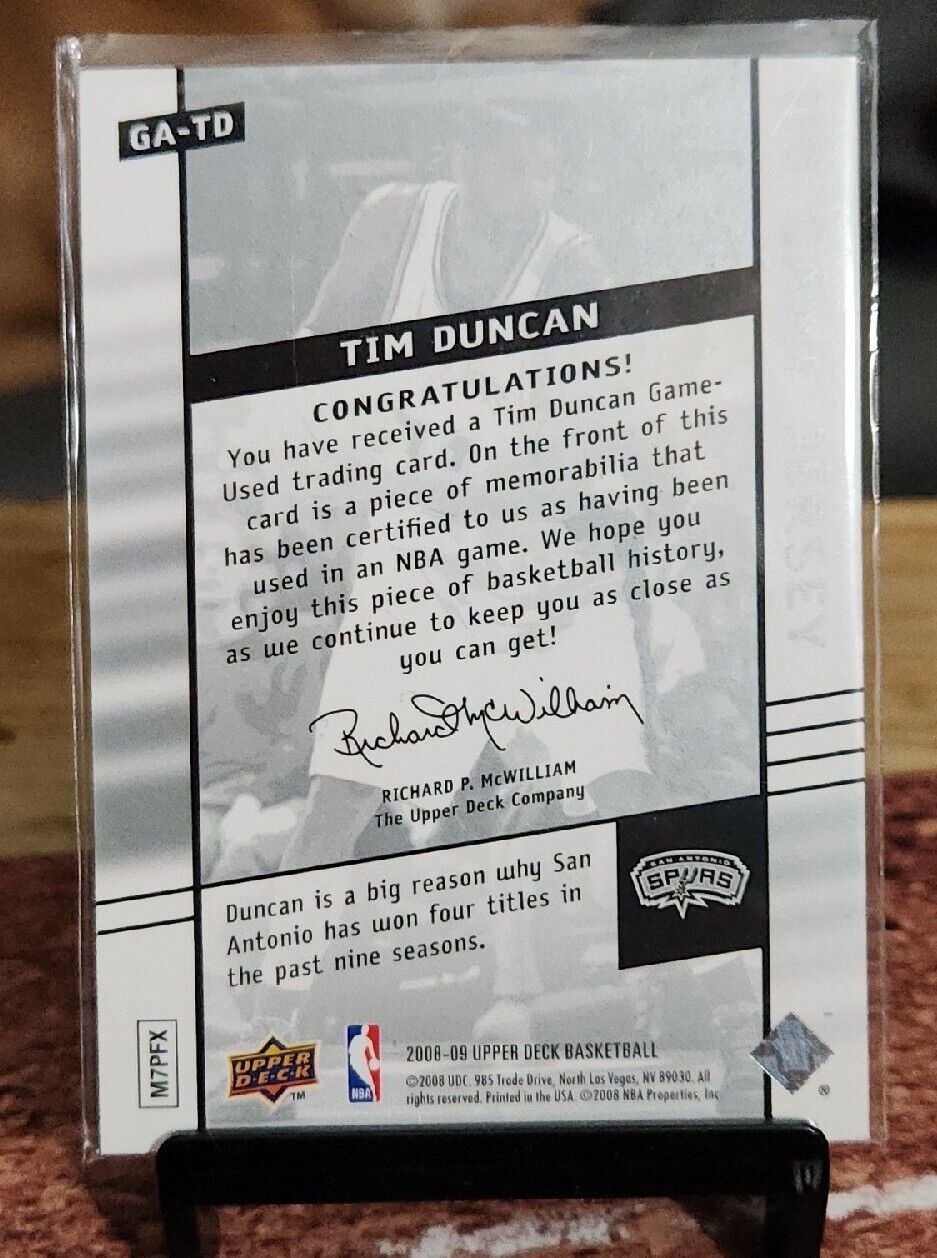 2008 Upper Deck Basketball  #GA-TD Tim Duncan      