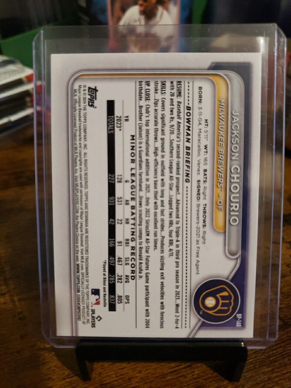 2024 Bowman Jackson Chourio Milwaukee Brewers 