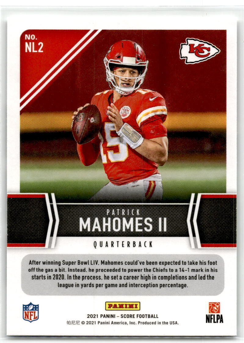 2021 Score #NL2 Patrick Mahomes II Next Level Stats Purple NM