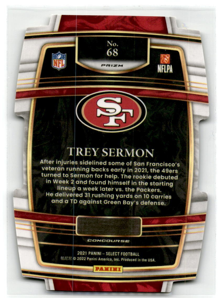 2021 Panini Select #68 Trey Sermon Black and Gold Prizm Die Cut NM