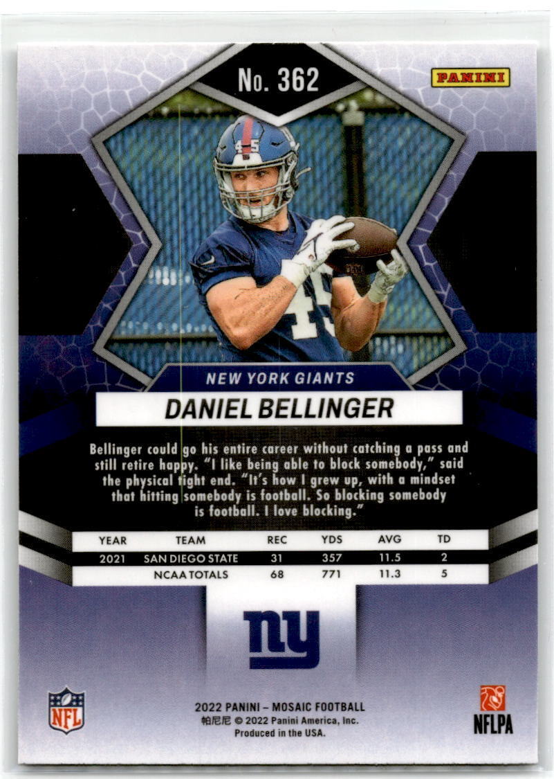 2022 Panini Mosaic #362 Daniel Bellinger NM