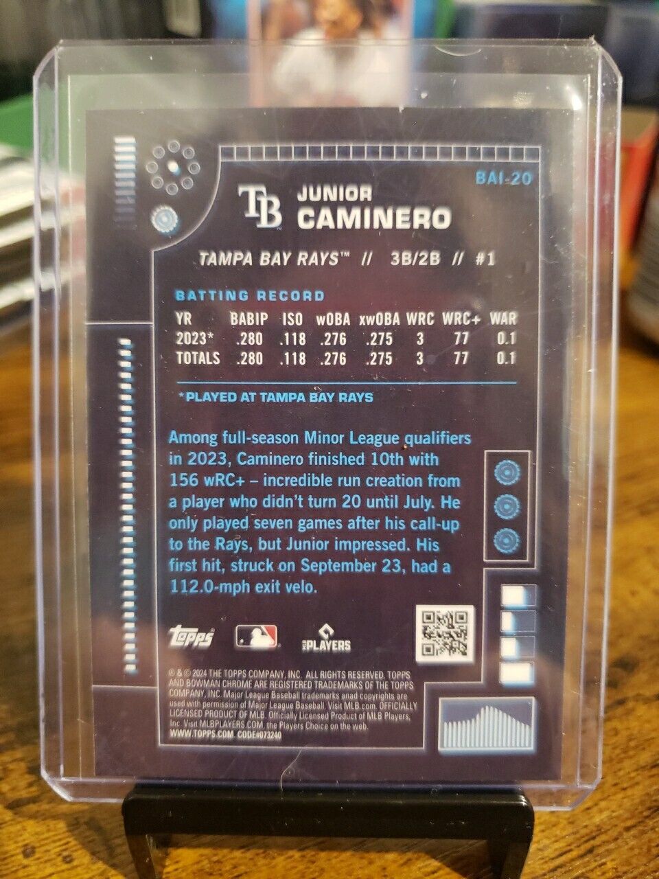 2024 Bowman Chrome Junior Caminero Rookie Bowman AI #BAI-20