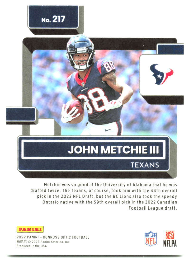 2022 Donruss Optic #217 John Metchie III NM