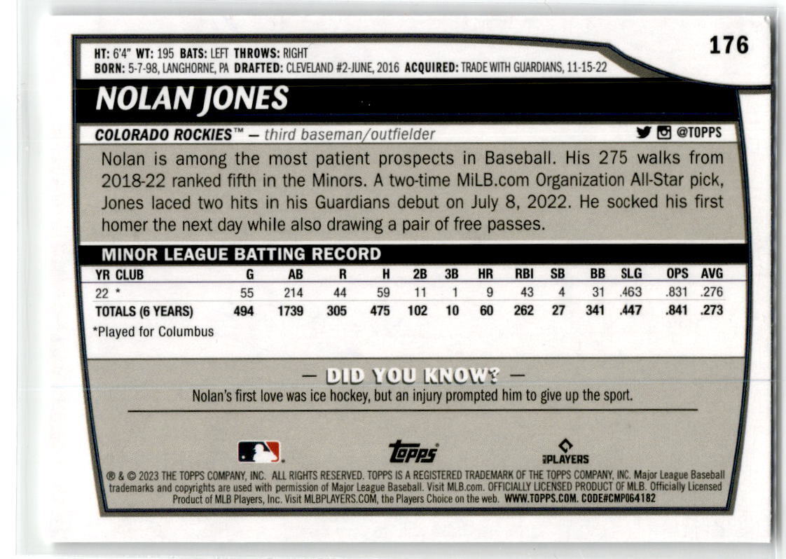 2023 Topps Big League #176 Nolan Jones NM