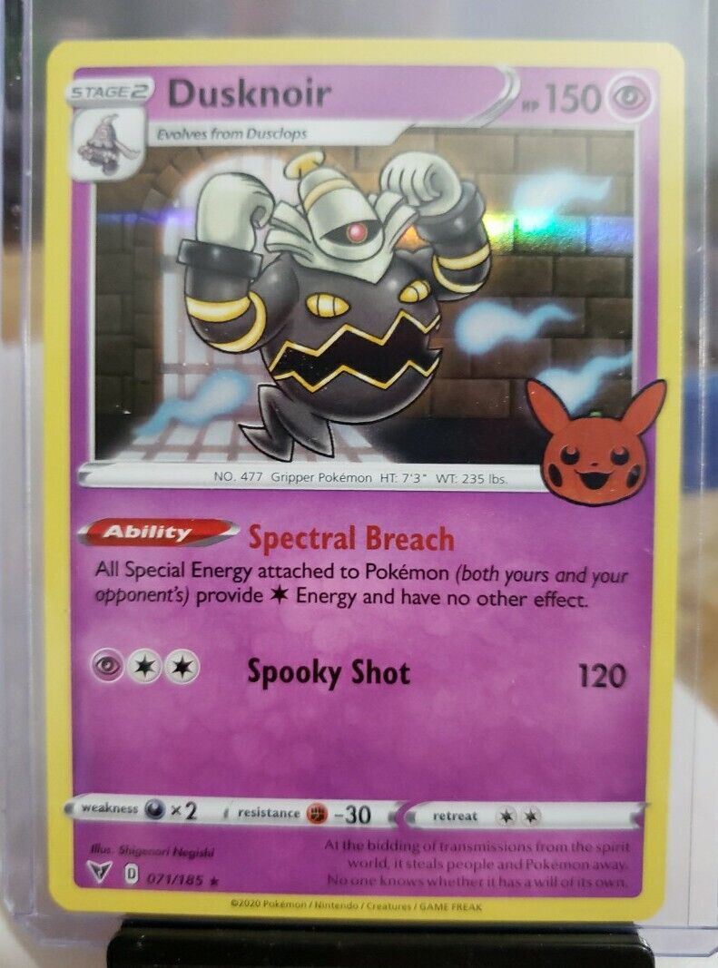 Pokemon Rare Holo Foil Dusknoir Card 071/185 Trick or Trade