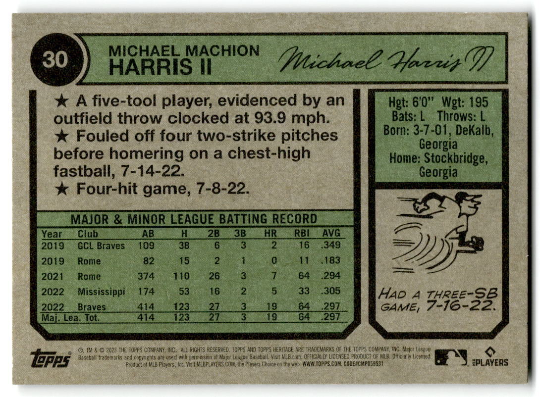 2023 Topps Heritage #30 Michael Harris II NM