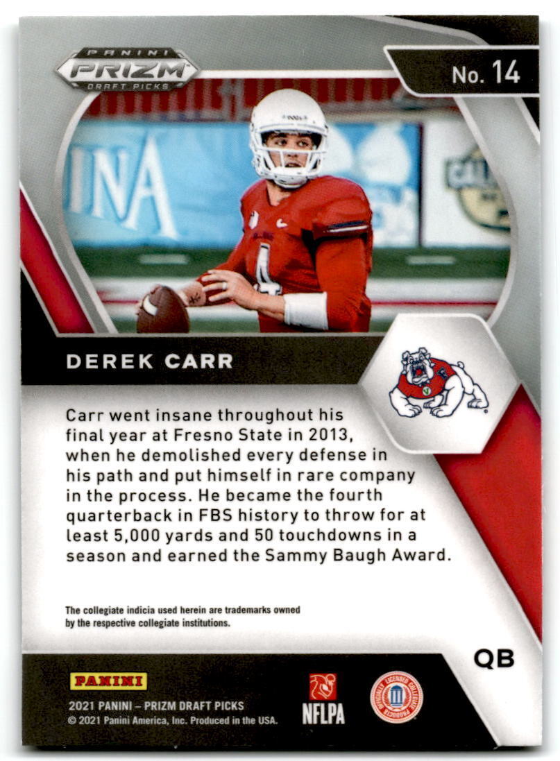 2021 Panini Prizm Draft Picks Collegiate #14 Derek Carr NM