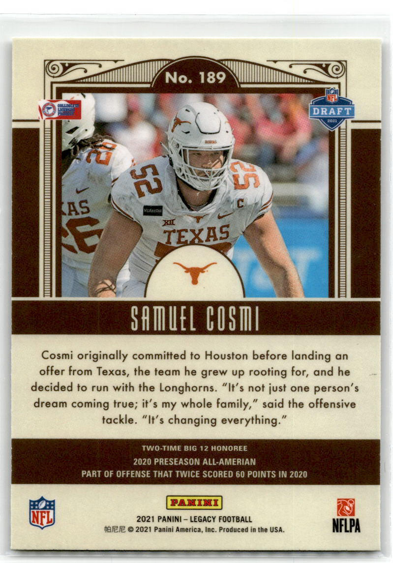 2021 Panini Legacy #189 Samuel Cosmi  NM