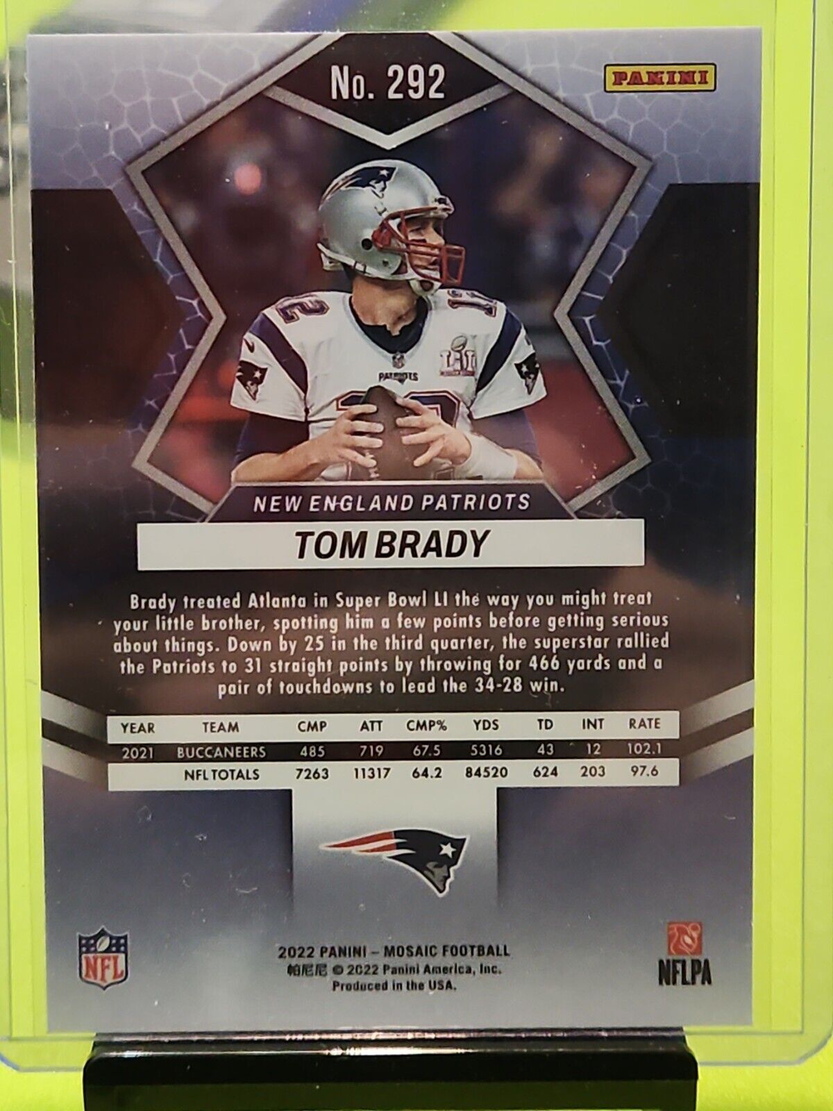 2022 Panini Mosaic TOM BRADY SUPER BOWL LI MVP #292 N.E. Patriots 🔥  🔥 