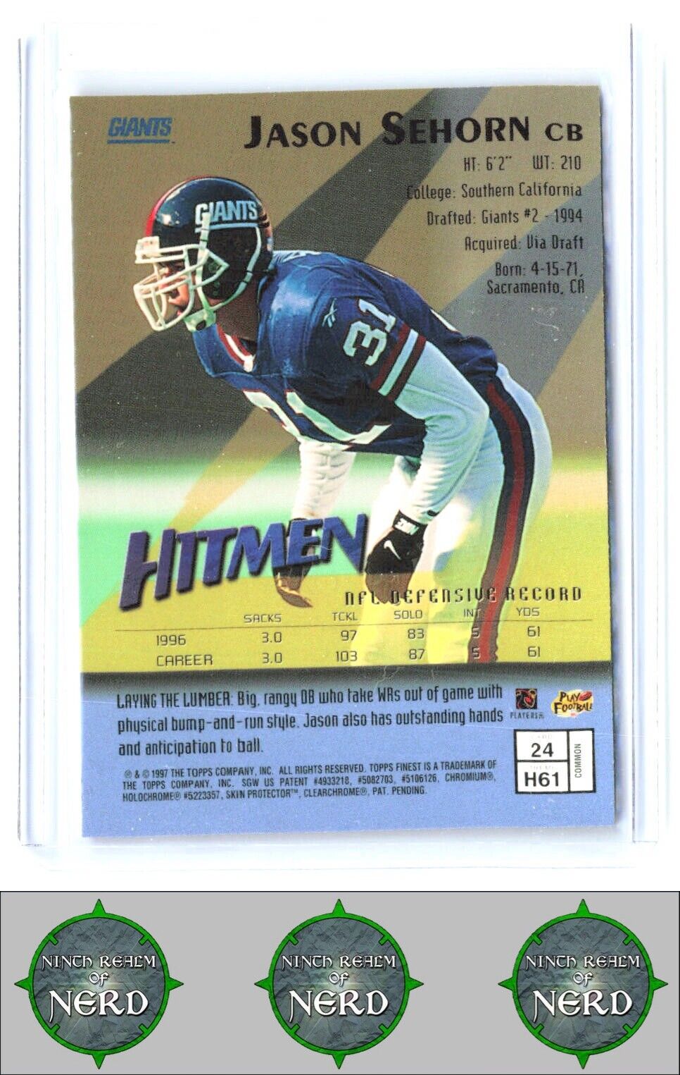 1997 Finest #24 Jason Sehorn