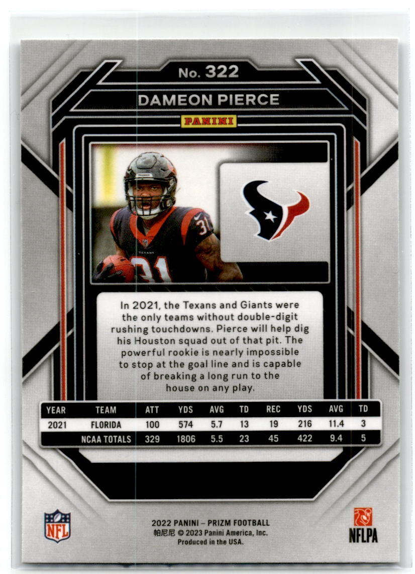 2022 Panini Prizm #322 Dameon Pierce NM