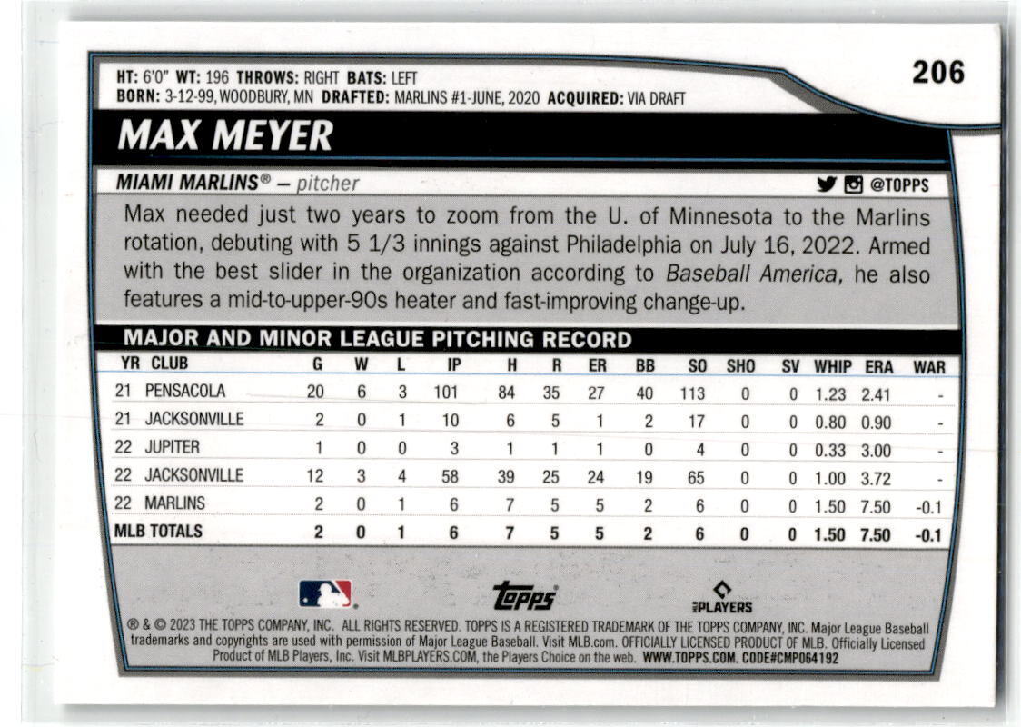 2023 Topps Big League #206 Max Meyer NM