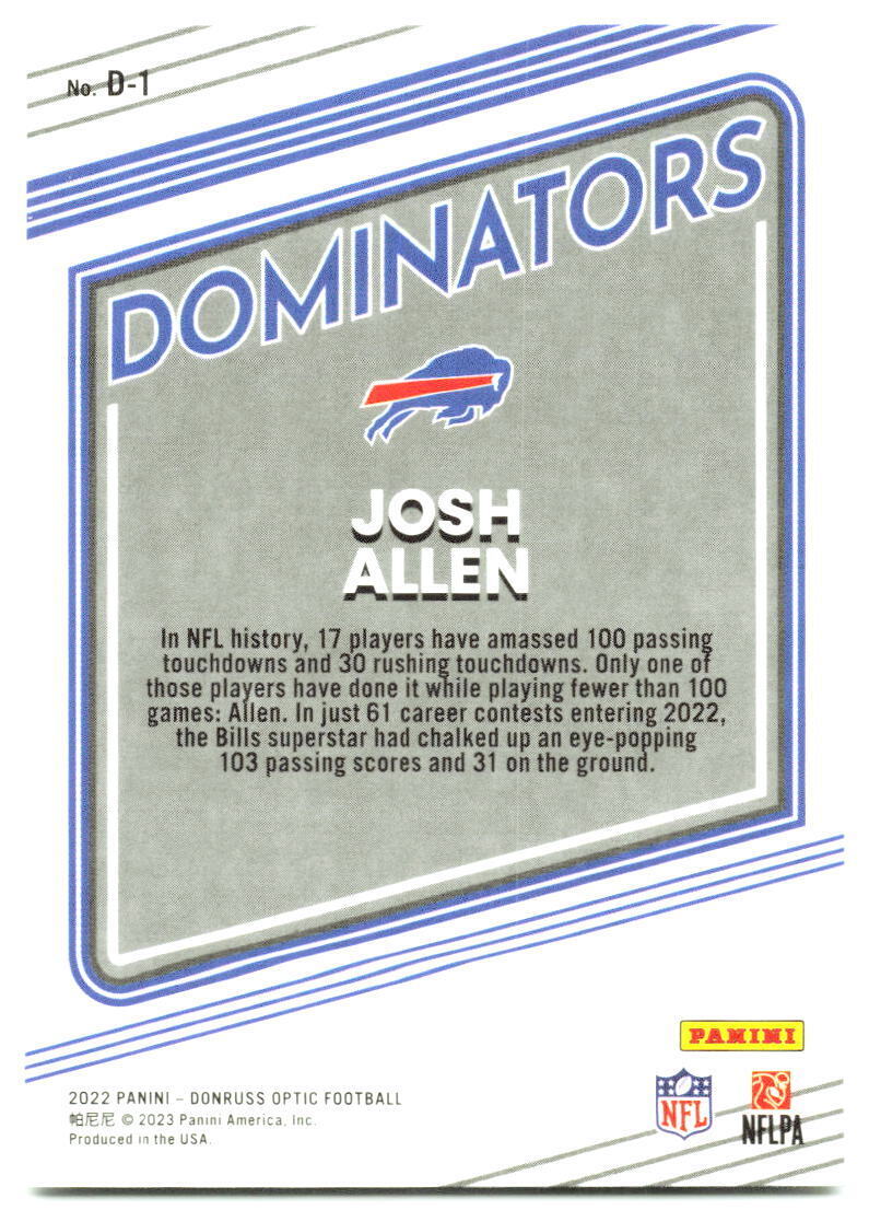 2022 Donruss Optic #D1 Josh Allen Dominators NM