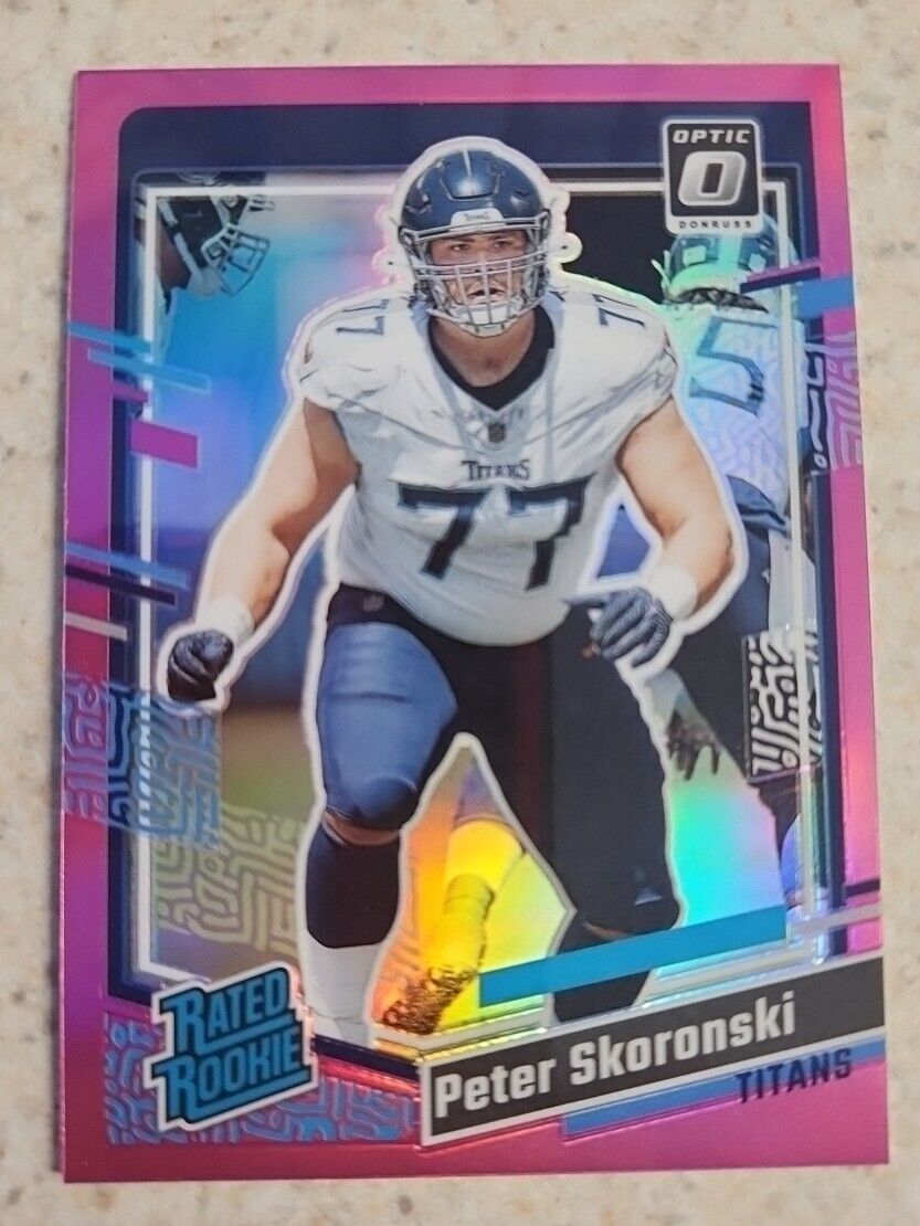 2023 Donruss Rated Rookie Optic Preview Pink Prizm Peter Skoronski #395 RC