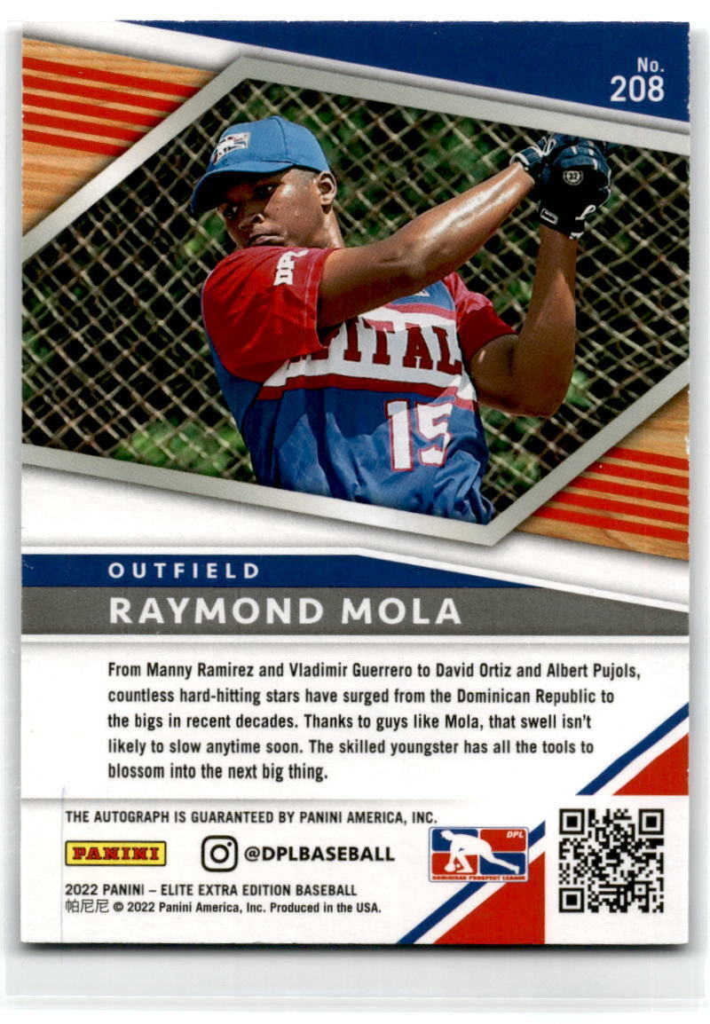 2022 Panini Elite Extra Edition #208 Raymond Mola Signatures NM