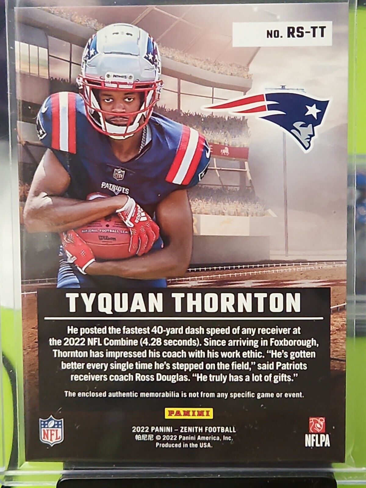 2022 Zenith - TYQUAN THORNTON - Rookie Stallions - RELIC - Patriots RC #RS-TT