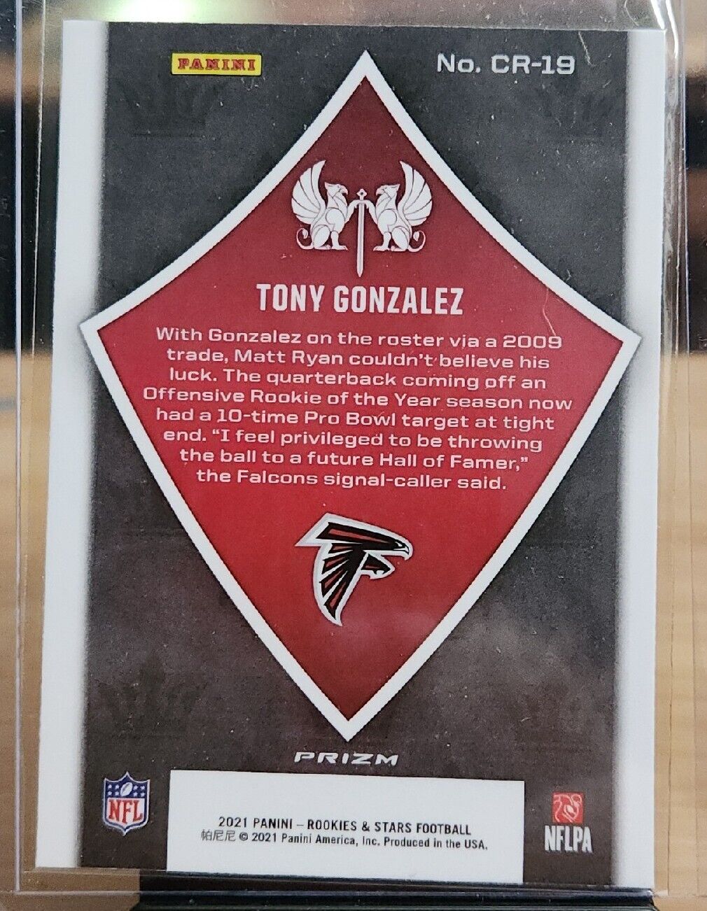 2021 Panini Rookies & Stars Tony Gonzalez Crusade Red Lazer Prizm #CR-19