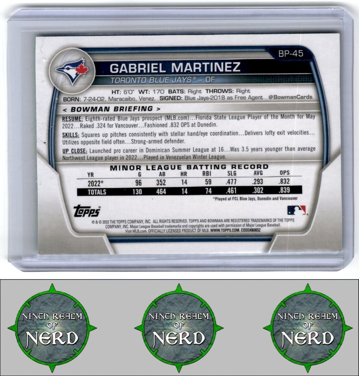 2023 Bowman #BP-45 Gabriel Martinez Prospects Green Pattern #/99