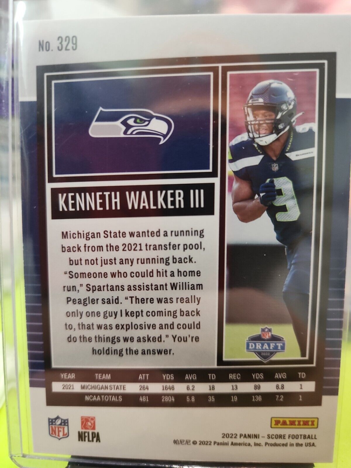 kenneth walker iii 2022 Score Rookie Protential And RC card