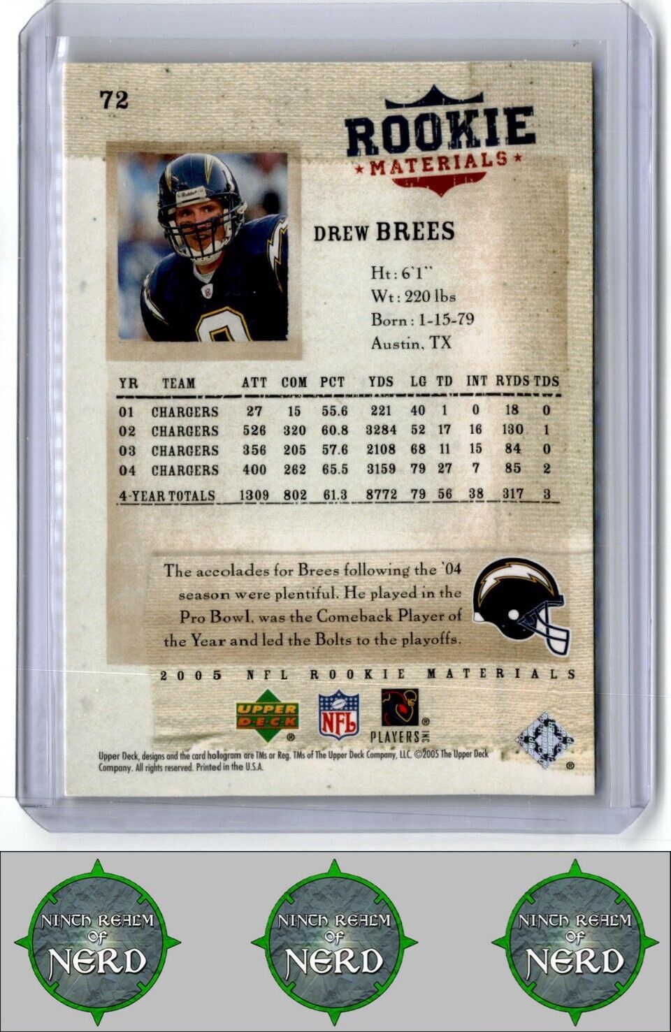 2005 Upper Deck Rookie Materials #72 Drew Brees