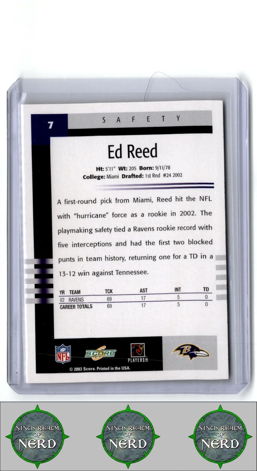 2003 Score #7 Ed Reed