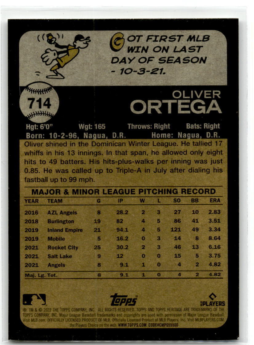 2022 Topps Heritage #714 Oliver Ortega NM