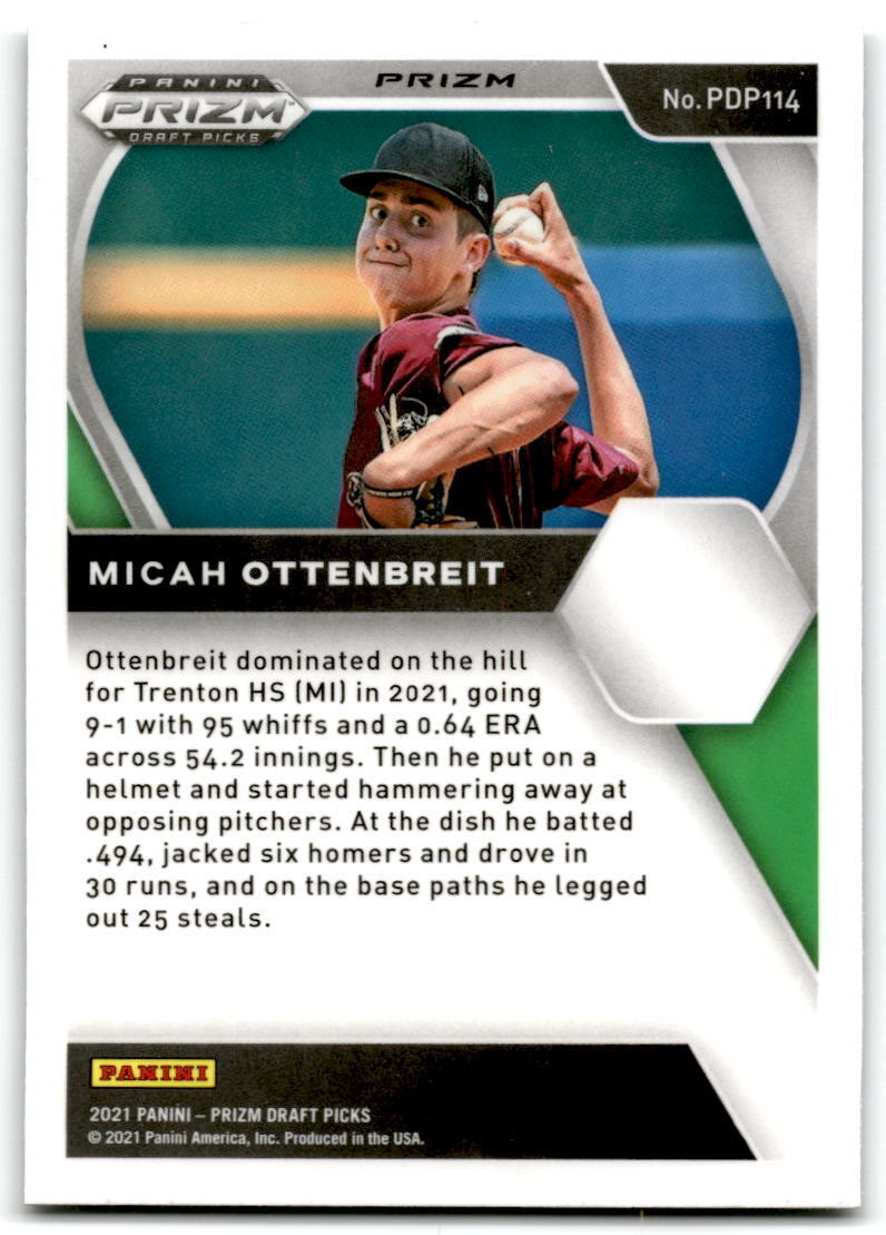 2021 Panini Prizm Draft Picks #PDP114 Micah Ottenbreit Silver Prizm NM