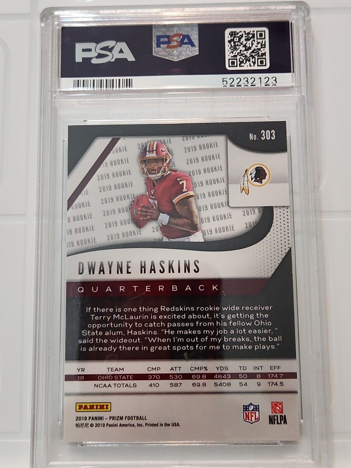 Dwayne Haskins 2019 Panini Prizm RC #303 Silver Prizm PSA 9 Mint 