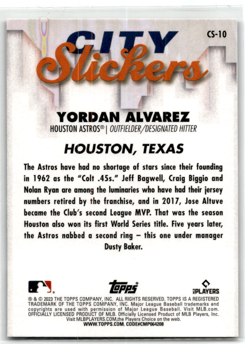 2023 Topps Big League #CS-10 Yordan Alvarez City Slickers NM