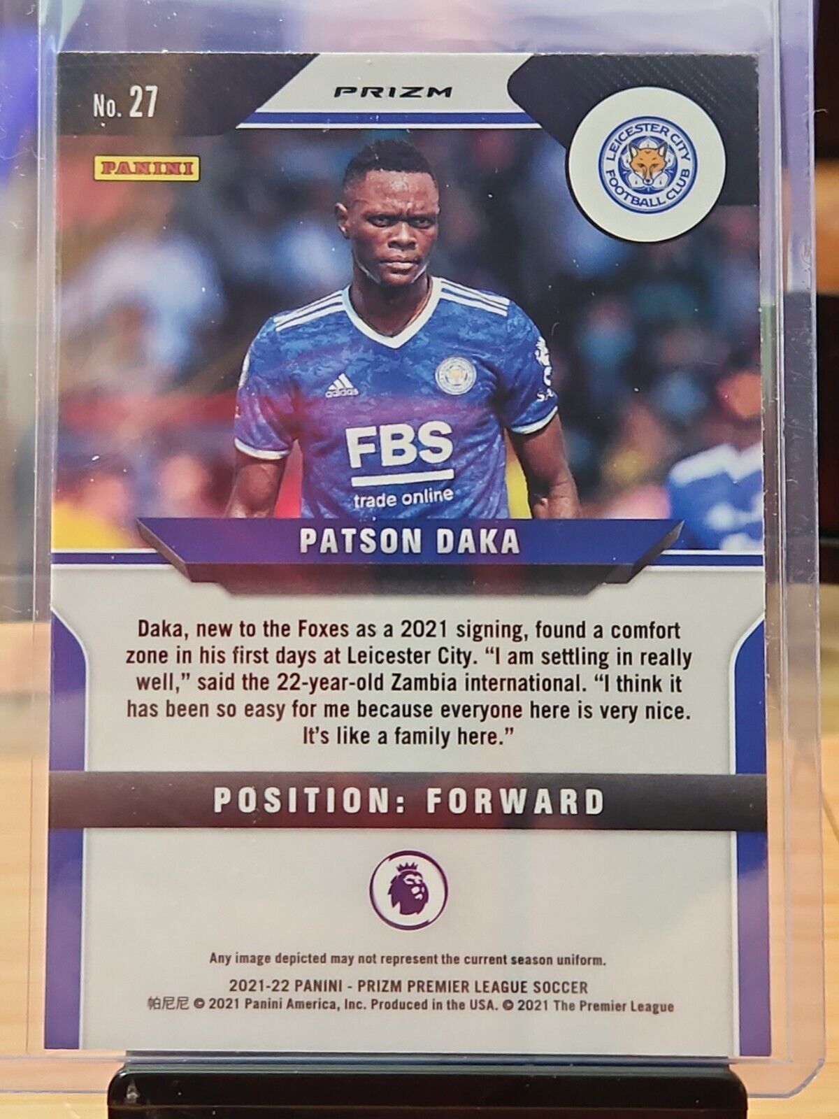 2021-22 PANINI PRIZM PREMIER Red, White, and Blue PATSON DAKA Leicester #27