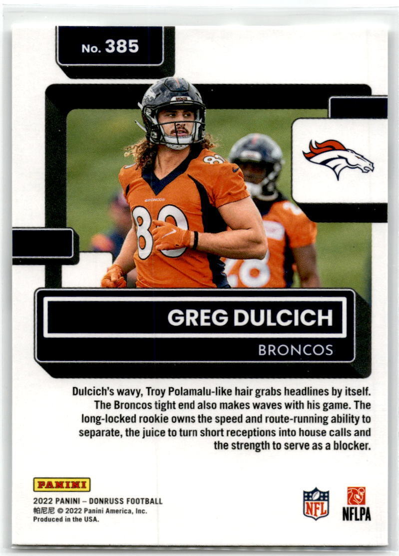 2022 Donruss #385 Greg Dulcich NM