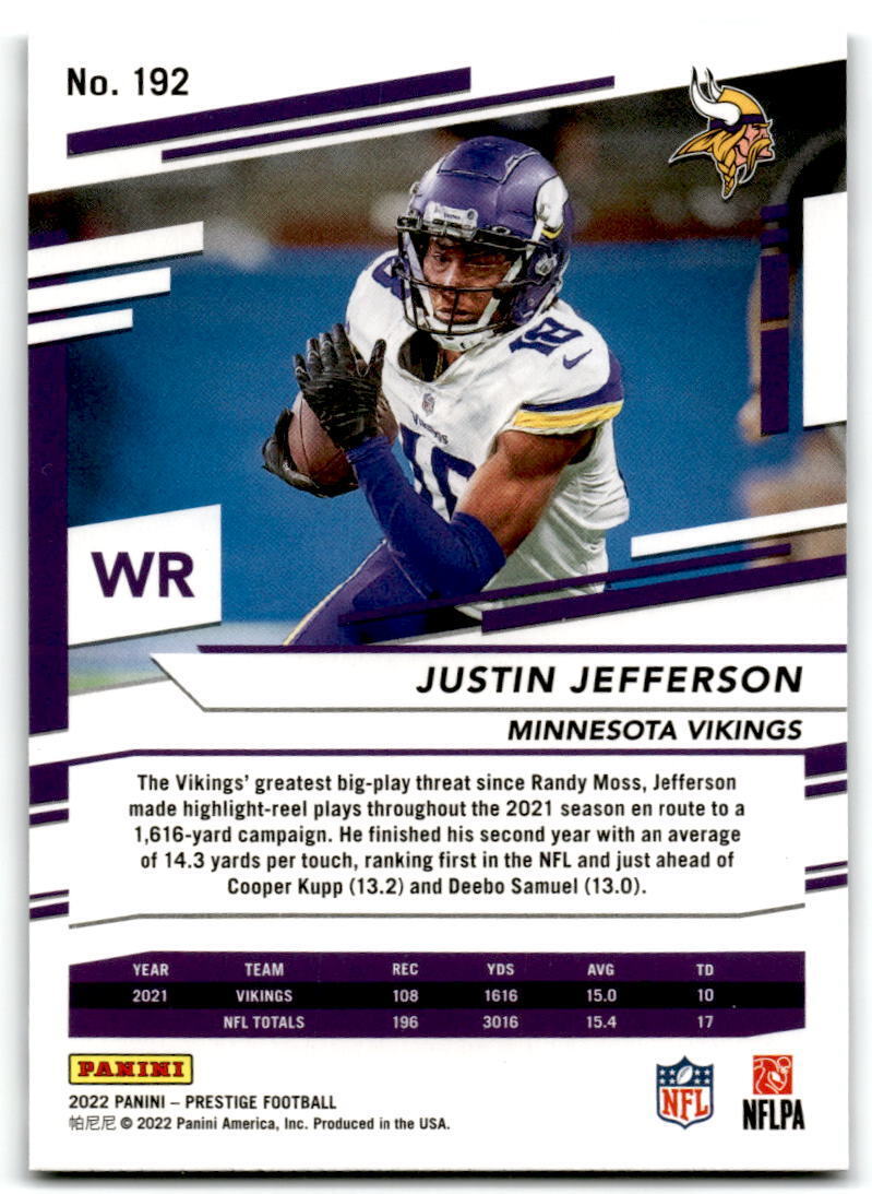 2022 Panini Prestige #192 Justin Jefferson NM