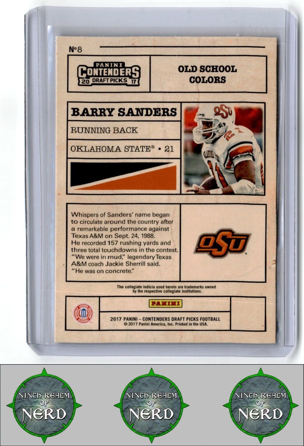 2017 Panini Contenders Draft Picks #8 Barry Sanders Old School Colors