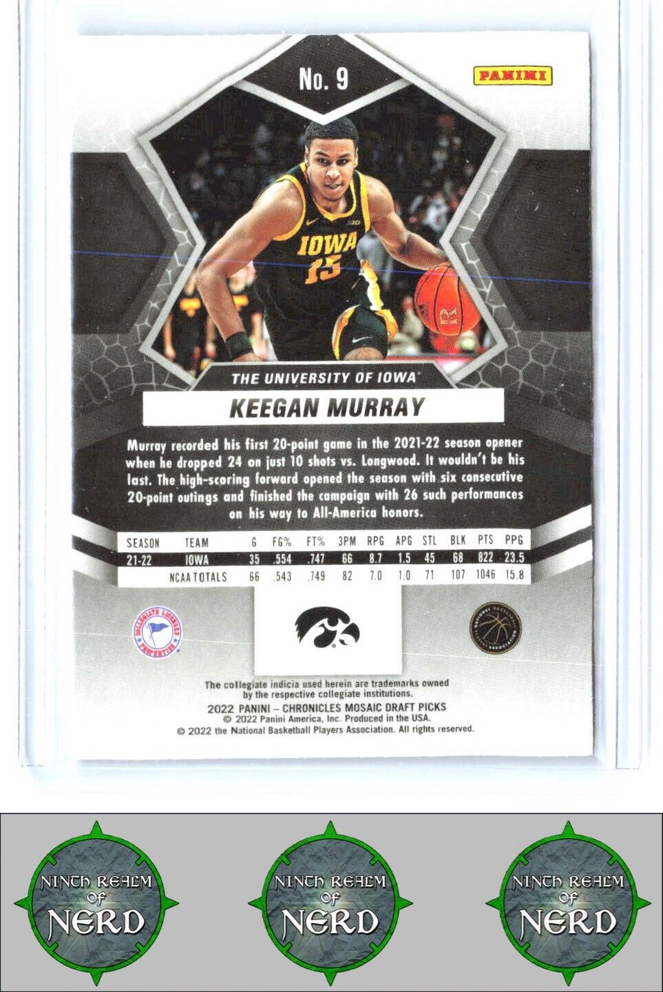 2022 Panini Chronicles Draft Picks #9 Keegan Murray Mosaic