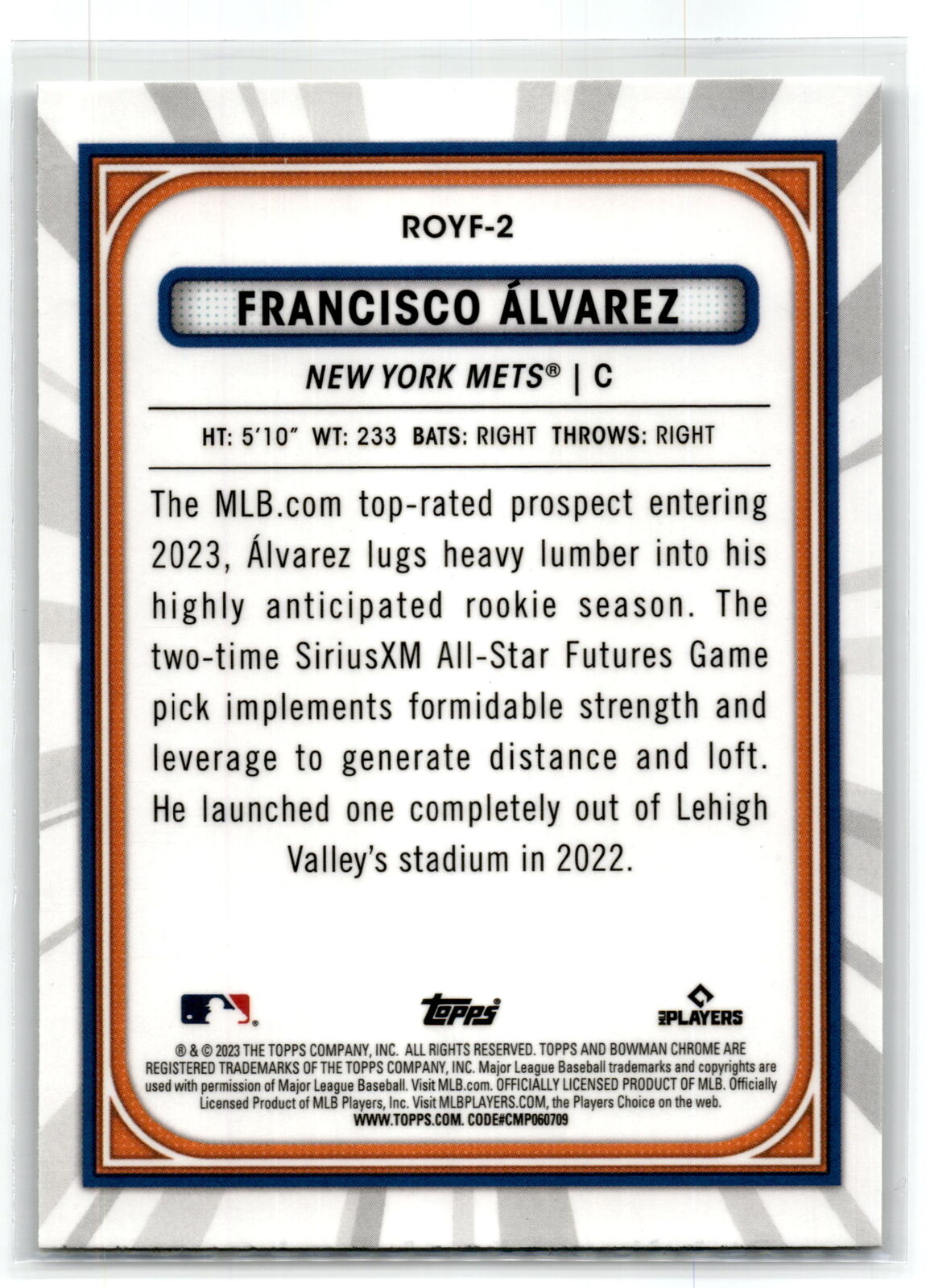 2023 Bowman #ROYF-2 Francisco Alvarez Rookie of the Year Favorites NM